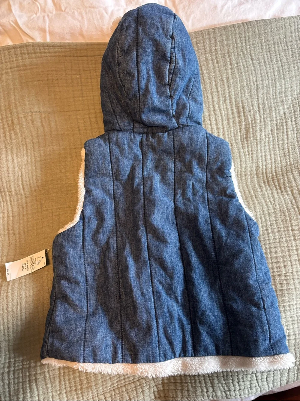 GAP Jean Plush-Lined Hooded Kids Vest with Ear Detail